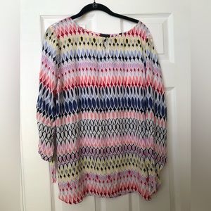Talbots Multi Color Large Geo Print Blouse in XL